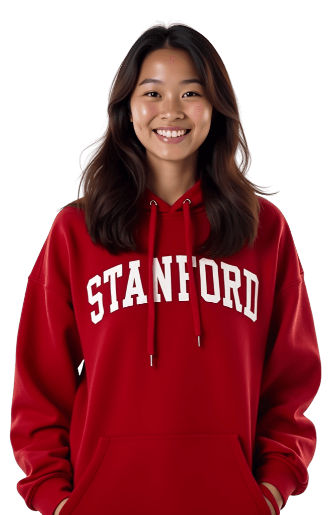 Student in college hoodie